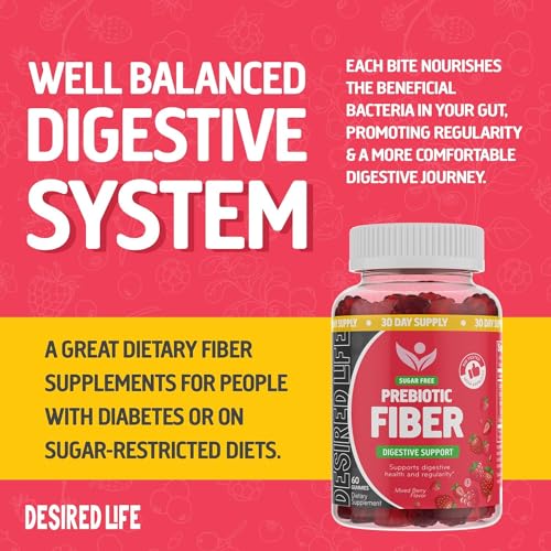 Desired Life Sugar Free Prebiotic Fiber Gummies for Adults and Kids Mixed Berry Flavor Desired Life uk supplements