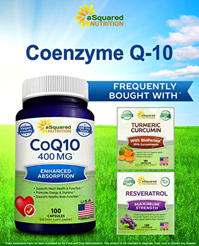 aSquared Nutrition CoQ10 (400mg Max Strength, 100 Veggie Capsules) - High Absorption aSquared Nutrition uk supplements