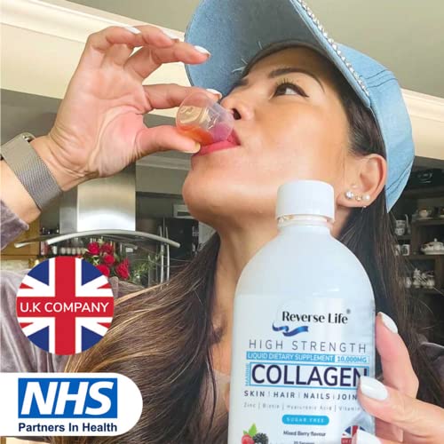 Reverse Life Marine Collagen Liquid Supplement Drink - High-Strength 10,000mg Hydrolysed Peptide Infused Reverse Life uk supplements