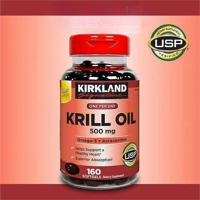 Kir-kland Signature Krill Oil 500 Milligram 160 Softgels healthsupps.co.uk uk supplements