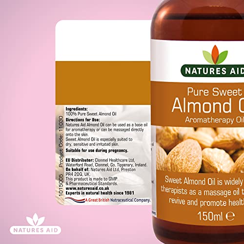 Natures Aid Almond Oil, Pure, Sweet Almond Oil, Massage Oil, Suited to Dry, Sensitive Skin natures aid uk supplements