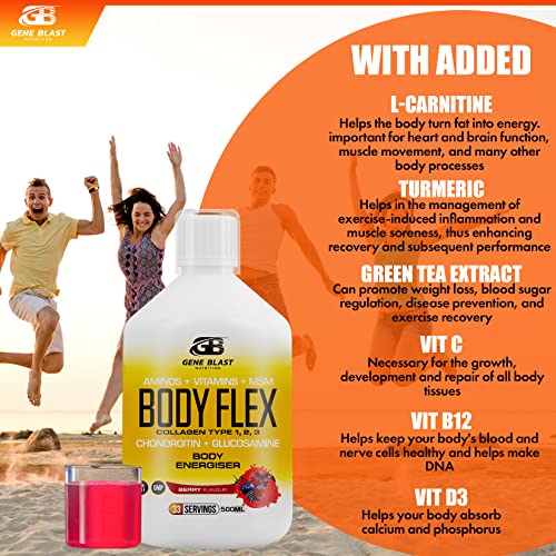 Gene Blast Body Flex, Liquid Joint Supplement w/Hydrolysed Collagen Type1 2 3 Plus Glucosamine GENE BLAST uk supplements