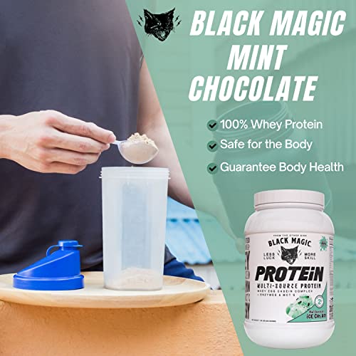 Worldwide Nutrition Bundle, 2 Items: Black Magic Multi-Source Protein Powder - Whey, Egg Albumin Enzymes, Micellar Casein & MCTs - Muscle Mass Gaining - Mint Chocolate Flavor - 2 LB and Keychain Worldwide Nutrition uk supplements