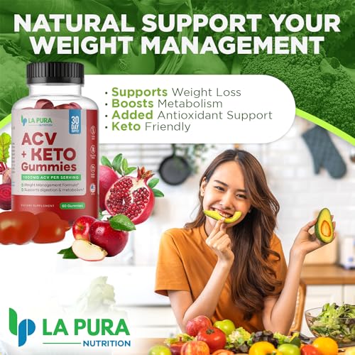 LaPura ACV 1000 mg + Keto Gummies for Weight Loss, 60 Gummies - 1000 mg Apple Cider LaPura uk supplements