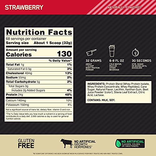 Optimum Nutrition Gold Standard 100% Whey Protein Powder, Naturally Flavored Strawberry Optimum Nutrition uk supplements