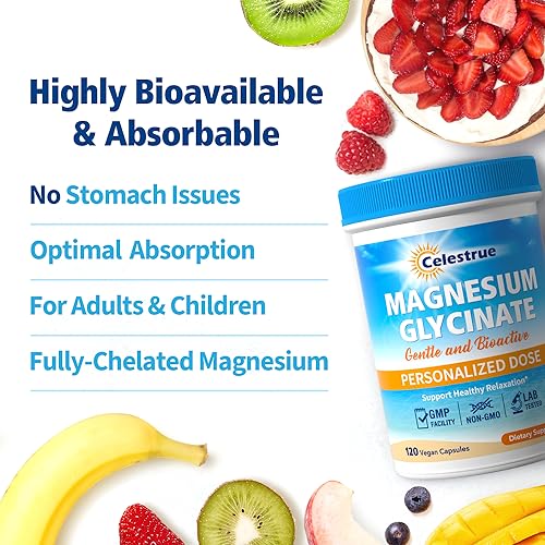 Celestrue Magnesium Glycinate, Fully-Chelated, Optimal Absorption, Gentle on The Stomach Celestrue uk supplements