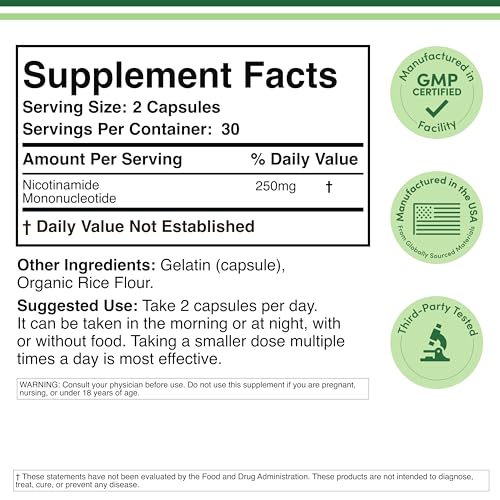 Double Wood Supplements NMN (Nicotinamide Mononucleotide) 250mg, 60 Capsules - 30 Servings, Gluten Free Double Wood Supplements uk supplements