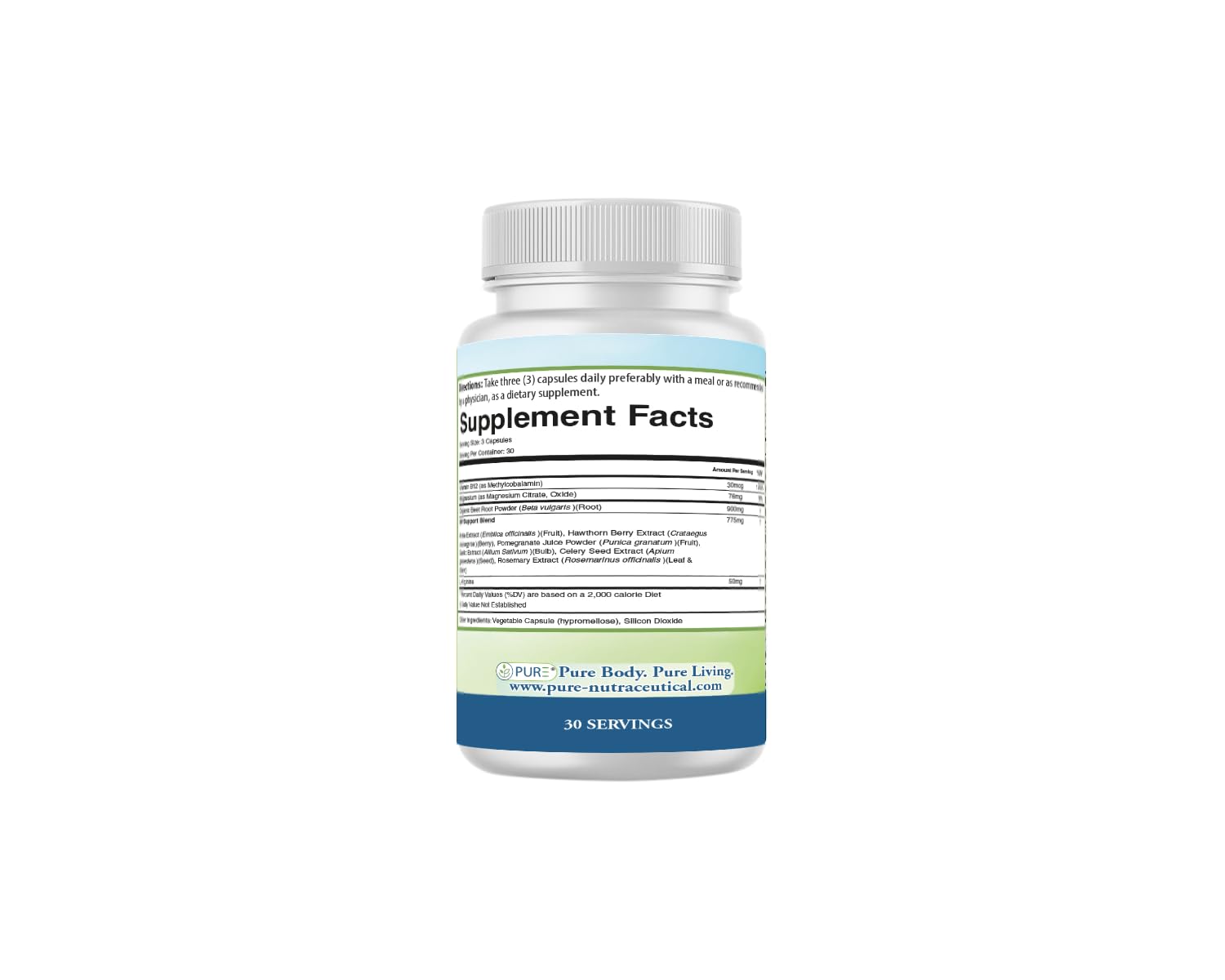 PURE® Beets+ Organic Beet Root Capsules - 900mg - 90 Count, 30 Servings - Blood Pressure & Circulation Support Supplement - with L-Arginine, Hawthorn Berry & B12 - Cardiovascular Health - Made in USA PURE uk supplements