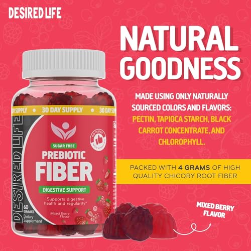 Desired Life Sugar Free Prebiotic Fiber Gummies for Adults and Kids Mixed Berry Flavor Desired Life uk supplements