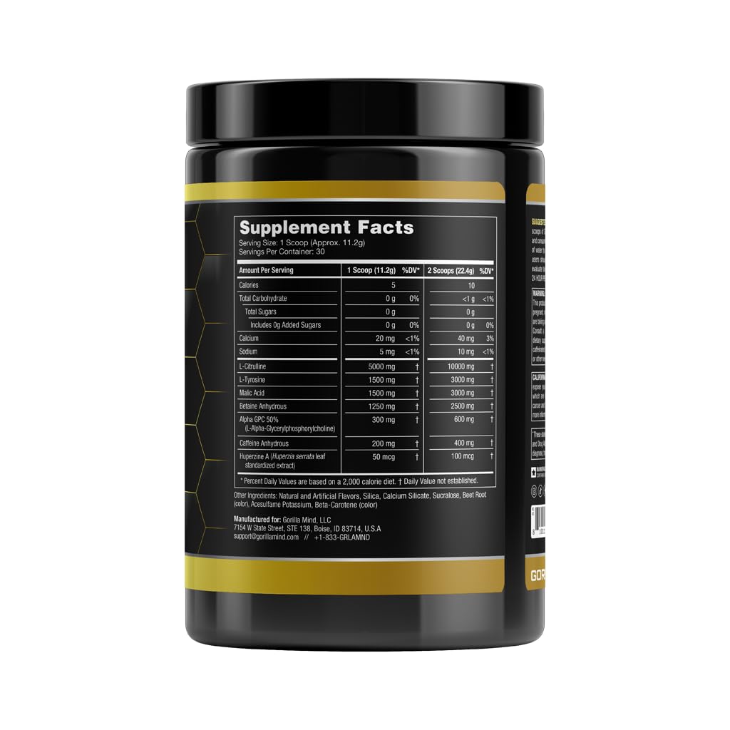 Gorilla Mode Base Pre Workout - Raises Nitric Oxide · Intense Focus & Drive · Endurance Gorilla Mind uk supplements