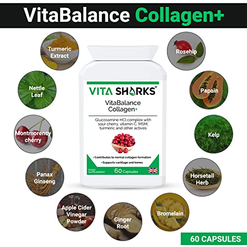 VitaBalance Collagen+ 60 Capsules for Skin, Hair, Nails, Joints & Connective Tissue Vita Sharks uk supplements