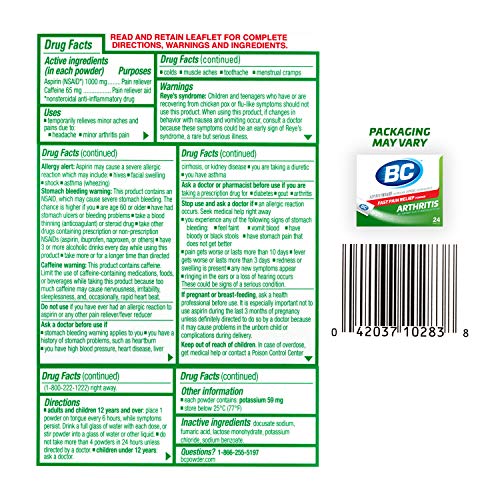 BC Pain Relief Powder, Arthritis Pain, 24 ct (Pack of 1) BC uk supplements