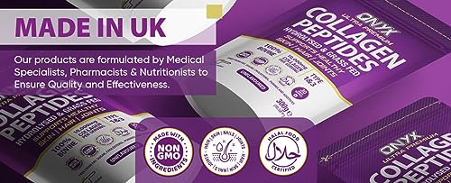 Premium Collagen Powder (Type I, III) Hydrolysed Bovine Collagen Peptides Powder - Halal Certified ONYX INGREDIENTS 101 uk supplements