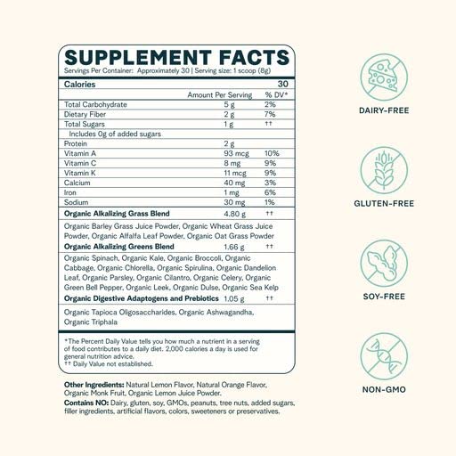 Ora Organic Greens Powder - Vegan, Gluten-Free, Organic Super Greens Drink for Energy and Detox | Antioxidants & Adaptogenic Herbs | 20+ Superfood Greens Blend - Citrus Flavor, 30 Servings Ora Organic uk supplements