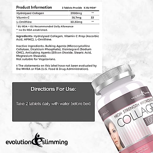 Hydrolysed Collagen High Strength 1,000mg for Hair, Skin & Nails, 60 Tablets, Evolution Slimming Evolution Slimming uk supplements
