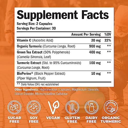 Green Tea Extract Capsules - Green Tea Supplement with Organic Turmeric Curcumin Vimerson Health uk supplements