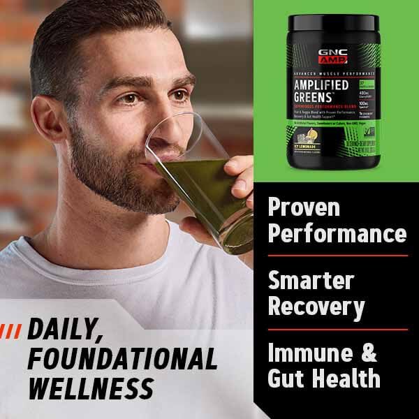 GNC AMP Amplified Greens Superfoods Performance Blend - Vegan Athlete Superfood Drink - Blueberry Pomegranate - 9.9 Oz (30 Servings) GNC uk supplements
