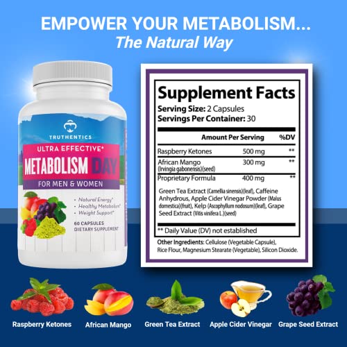 TRUTHENTICS Metabolism Booster for Women & Men - Natural Appetite Suppressant TRUTHENTICS uk supplements