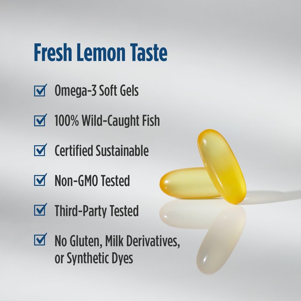 Nordic Naturals ProOmega-D, Lemon Flavor - 120 Soft Gels - 1280 mg Omega-3 + 1000 IU D3 - High-Potency Fish Oil - EPA & DHA - Brain, Eye, Heart, & Immune Health - Non-GMO - 60 Servings Nordic Naturals uk supplements