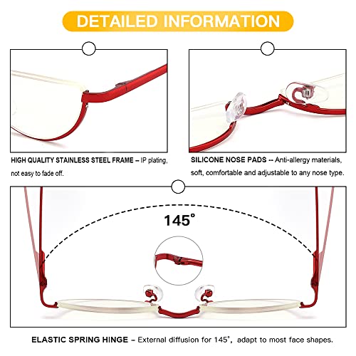Yiwaeye 3 Pack Half Moon Reading Glasses Anti Blue Light UV, Half Frame Semi Lens Slim Yiwaeye uk supplements