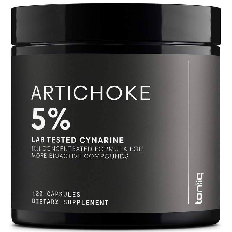 Toniiq Artichoke Extract 15:1 – with 5% Cynarin (60 mg) – 120 Vegan Capsules – Liver & Digestive Support - Lab Tested - Non-GMO Toniiq uk supplements