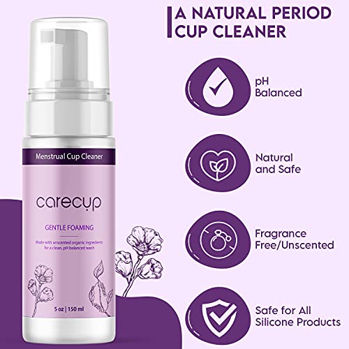 CareCup Menstrual Cup Cleaner - Unscented Foaming Sterilizer Wash for Silicone Period discs - Wipes Clean CareCup uk supplements