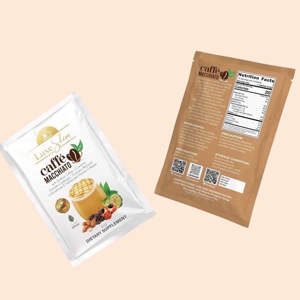Luxe Slim Cafe Macchiato with Hydrolyzed Collagen & Glutathione, 21g x 10 Sachets, 0.74 Ounce Luxe Slim uk supplements