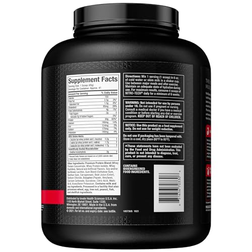 Whey Protein Powder, MuscleTech Nitro-Tech Whey Protein Isolate & Peptides, Protein MuscleTech uk supplements