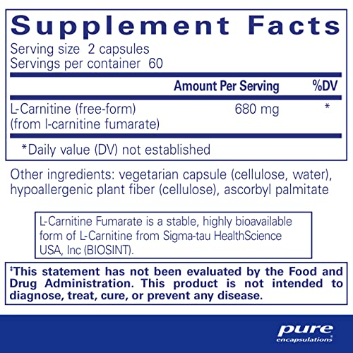Pure Encapsulations L-Carnitine Fumarate | Hypoallergenic Supplement Support for Enhanced Pure Encapsulations uk supplements