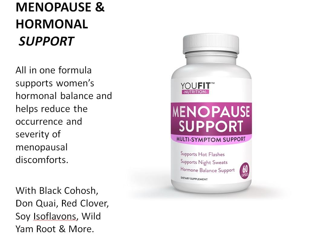 YouFit Nutrition Menopause Relief Capsules for Women - Natural Menopause Supplements for Women - Complete Day and Night Menopause Support - Reduces Hot Flashes, Stress, Night Sweats - 30 Servings YouFit Nutrition uk supplements