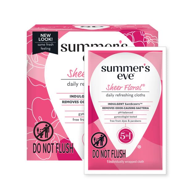 Summer's Eve Sheer Floral Daily Refreshing Feminine Wipes, Removes Odor, pH balanced, 16 count, (Pack of 8) Summer's Eve uk supplements