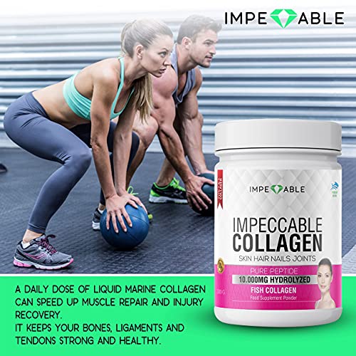 IMPECCABLE Collagen Premium 10.000 mg Pure peptide hydrolyzed Marine Collagen Powder Impeccable uk supplements