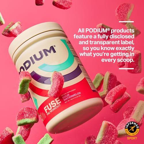 Podium Nutrition, Fuse Pre Workout Powder, Sour Watermelon, 30 Servings, Beta Alanine Podium Nutrition uk supplements