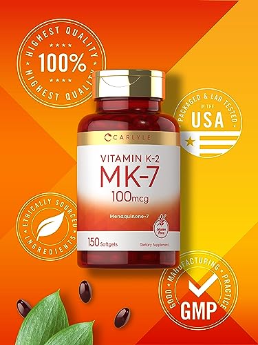 Carlyle Vitamin K2 Supplement 100mcg | K2 MK7 | 150 Softgels | Non-GMO Carlyle uk supplements