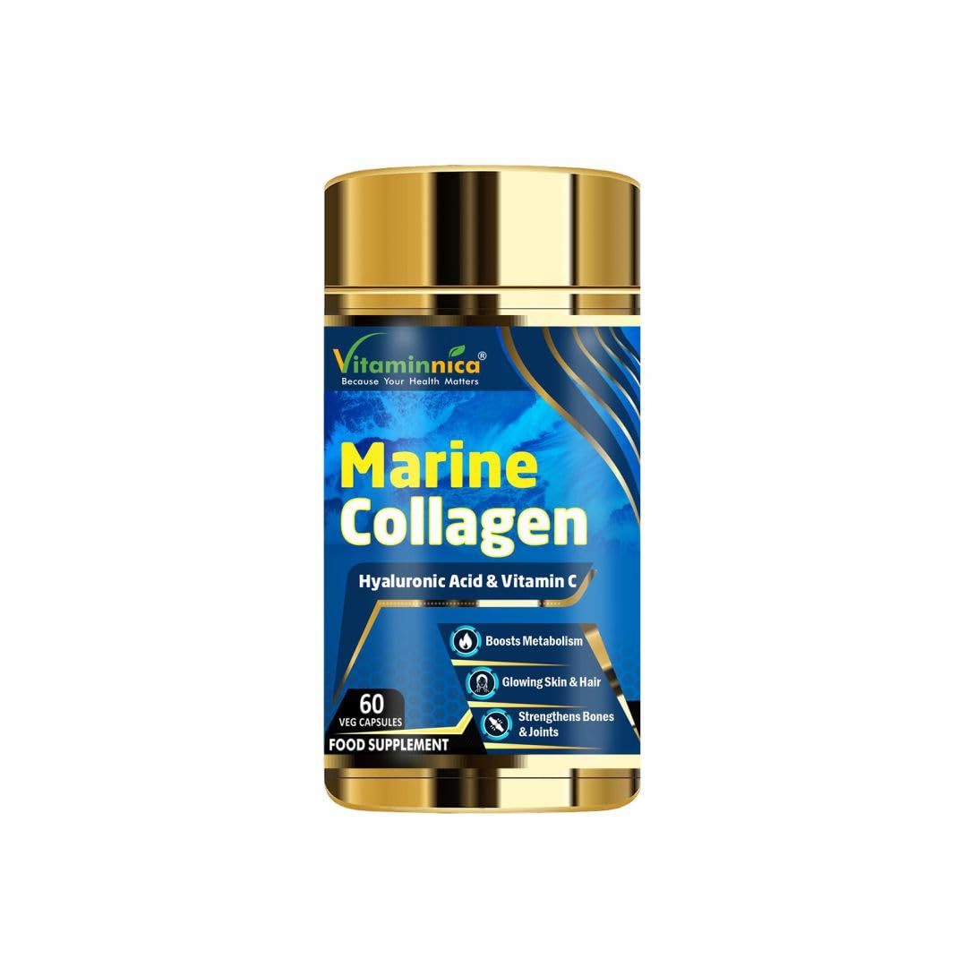 Vitaminnica Marine Collagen Capsules with Hyaluronic Acid & Vitamin C - Skin, Hair, Bones & Joints Vitaminnica Because your Health Matters uk supplements