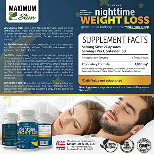 Maximum Slim Advanced Nighttime (Fat Burning) Weight Loss with African Mango, Green Tea Maximum Slim uk supplements