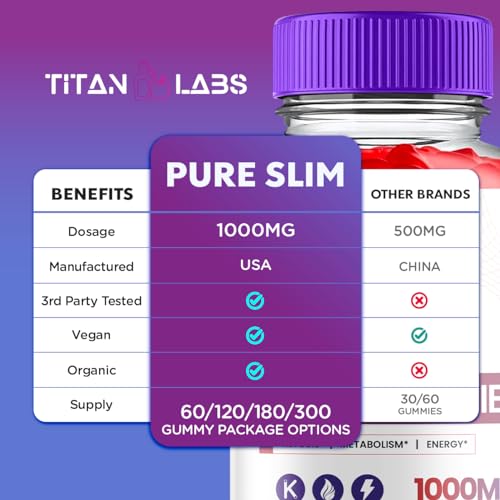 (3 Pack) Pure Slim Keto ACV Gummies, Pure Slim Keto ACV Advanced Weight Loss 1000 MG Titan Labs uk supplements