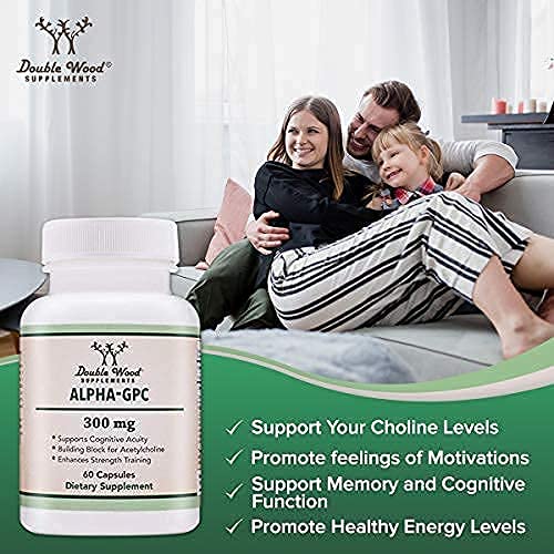 Alpha GPC Choline 600mg Capsules - Brain Support Supplement for Focus, Memory Double Wood Supplements uk supplements