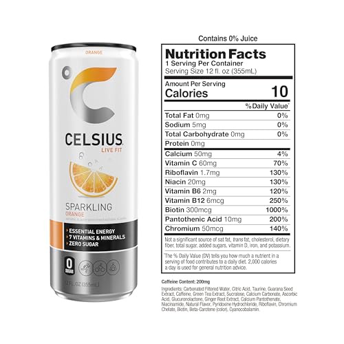 CELSIUS Sparkling Orange, Functional Essential Energy Drink 12 Fl Oz (Pack of 12) CELSIUS uk supplements
