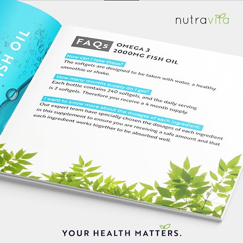 Omega 3 2000mg with 660mg EPA & 440mg DHA per Serving - 240 Softgel Capsules Nutravita uk supplements