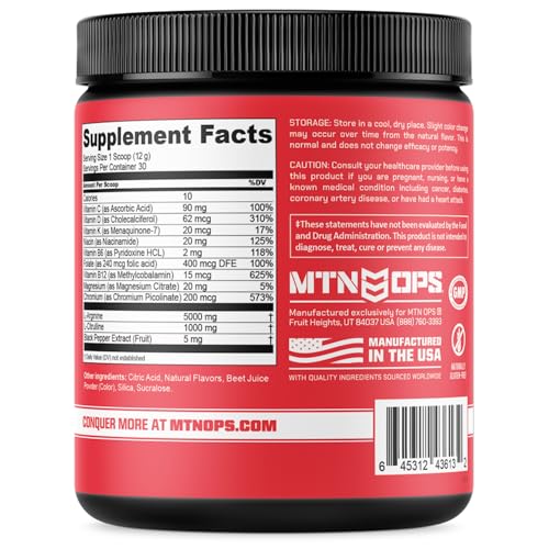 MTN OPS Enduro Nitric Oxide Supplement & Stim-Free Pre Workout - 30 Servings MTN OPS uk supplements