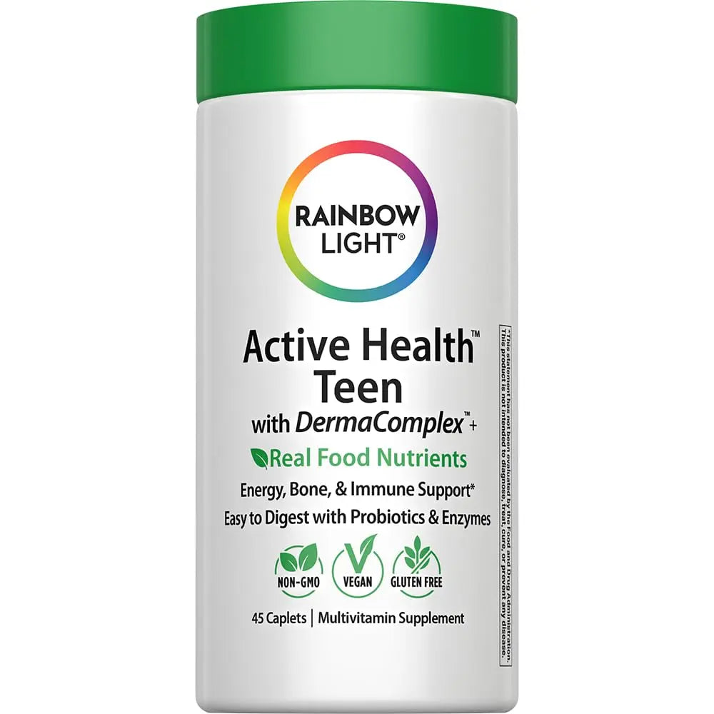 Rainbow Light Teen Multivitamin | 45 Caplets | for Boys and Girls | with DermaComplex, Real Food Nutrients & Iron | Rainbow Light uk supplements
