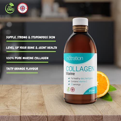 Marine Collagen Liquid | 25 x 10ml Servings | Liquid Collagen Drink for Women and Men | Pure Marine Collagen for Strong Bones & Joints Nutration uk supplements
