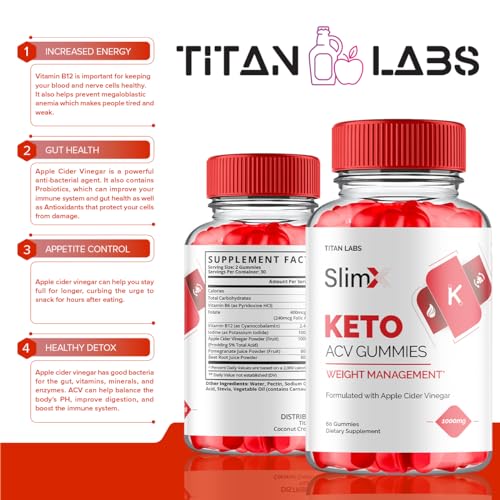 (2 Pack) SlimX Keto ACV Gummies, SlimX Keto ACV Advanced Weight Loss 1000MG Apple Titan Labs uk supplements