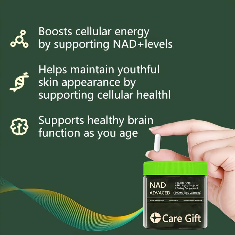 CARE GIFT NAD Supplement, NAD Nicotinamide Riboside Resveratrol 900mg - Liposomal NAD Supplements for Women & Men,NMNH Supplement Alternative for Energy, Focus, Anti-Aging (1 Pack) CARE GIFT uk supplements