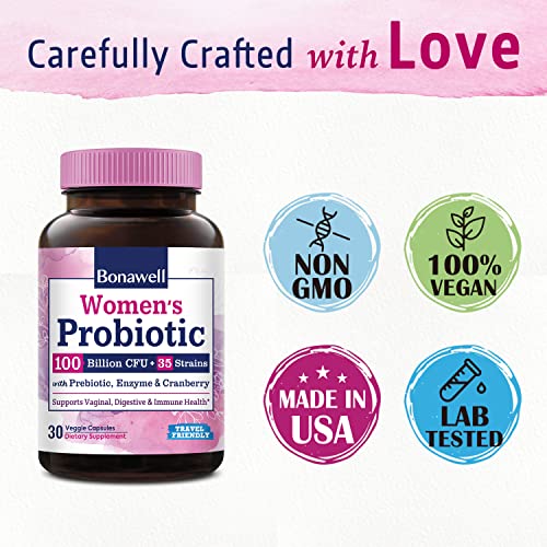 Bonawell Probiotics for Women 100B, with Organic Prebiotic, Cranberry for Feminine Health Bonawell uk supplements