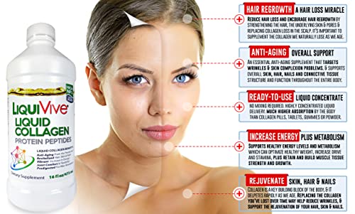 LiquiVive Liquid Collagen Protein Peptides Concentrate | Pure Hydrolyzed Super Multi Collagen Life Miracle uk supplements