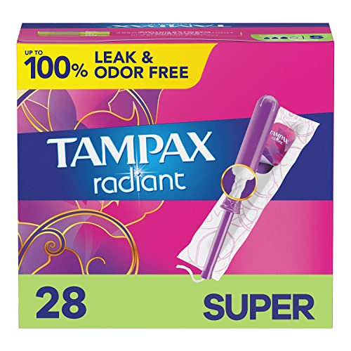 Tampax Radiant Tampons, Super Absorbency, With Leakguard Braid, Unscented, 28 Count Tampax uk supplements