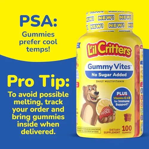 L’il Critters Gummy Vites No Sugar Added Daily Gummy Multivitamin for Ages 2+ Toddlers & Kids, Vitamin C, D3 for Immune Lil Critters uk supplements
