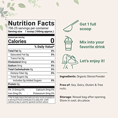 Pure Organic Stevia Powder, 4 Ounces, 706 Serving, Highest Grade Stevia Green Micro Ingredients uk supplements